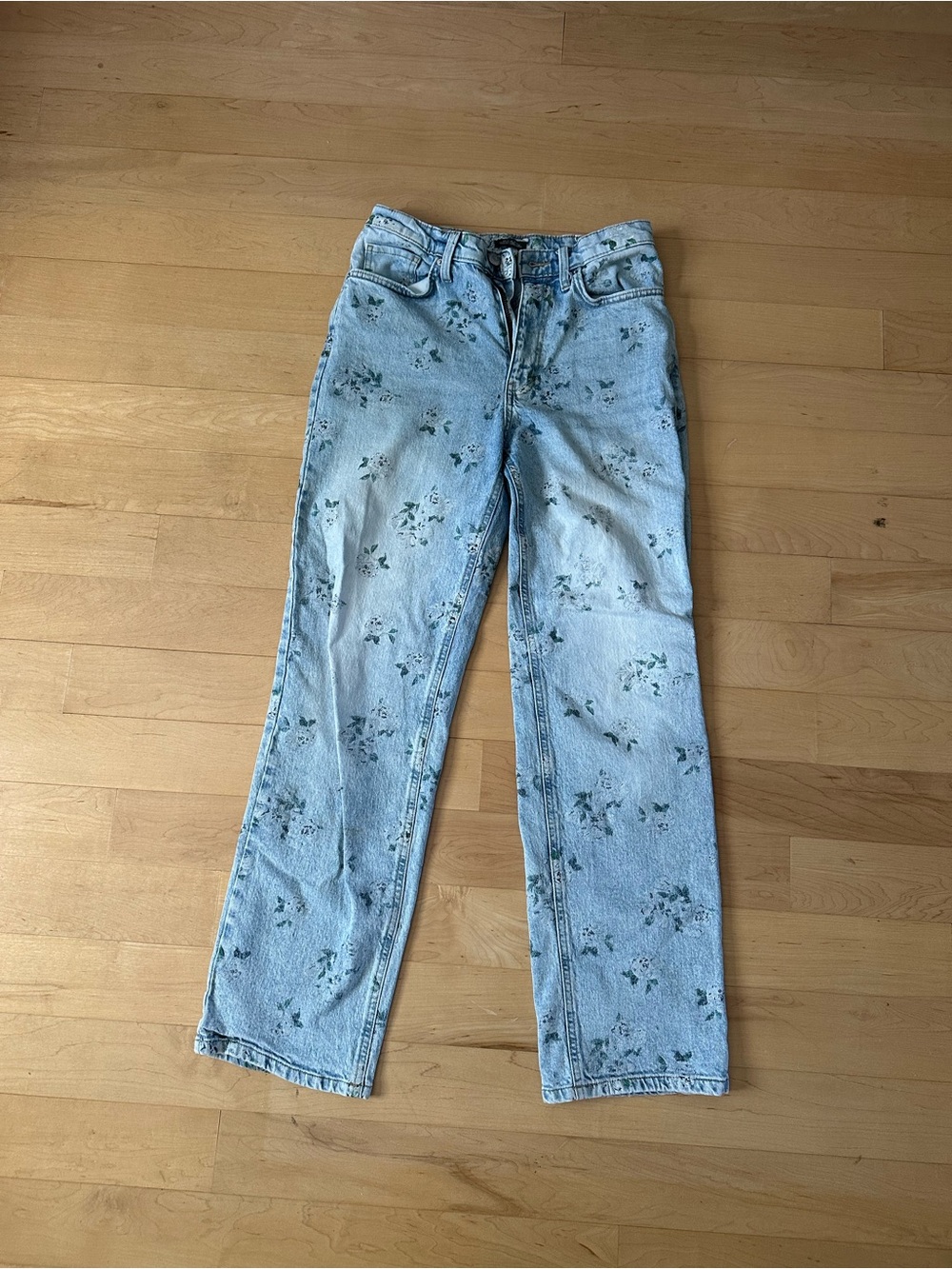 wild fable Light Blue Floral Straight Leg Jeans